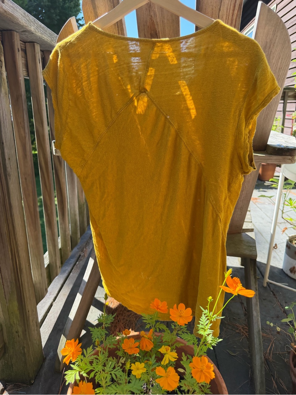 Garnet Hill Women's Scoop Neck Linen Tank - Mustard M